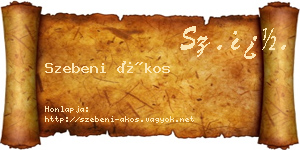 Szebeni Ákos névjegykártya